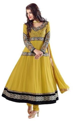 Bollywood Designer Anarkali Suit, Color : Yellow