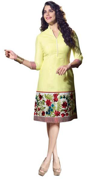 Embroidery Designs of Kurtis, Color : Yellow