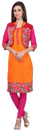 Ladies Fancy Jacket Kurti, Color : Orange at Rs 565 / Piece in Surat