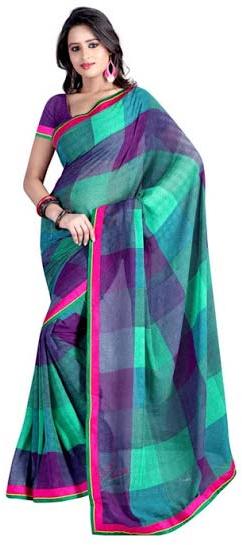 Party Wear Checkered Chiffon Saree