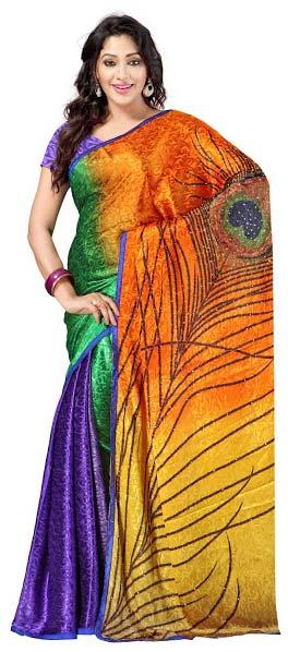 Party Wear Multicolored Jacquard Saree