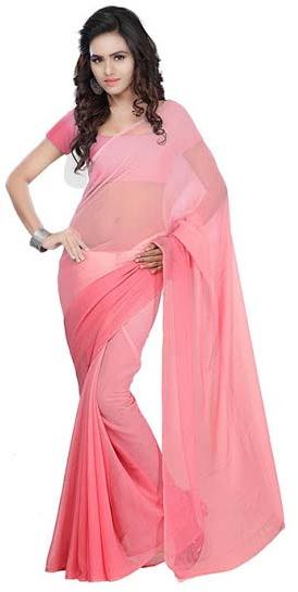 Pink Crepe Saree