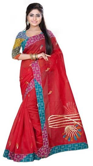 Red Colored Embroidery Designs Saree