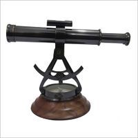 Antique Nautical Alidade With Compass Wooden Base