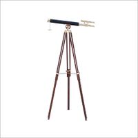 Antique Telescope Black Leather With Stand