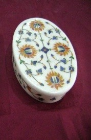 Oval Box with Inlay Work