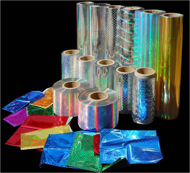 Pastic Holographic Films, for Lamination Products, Packaging Use, Length : 100-400mtr, 1200-1500mtr