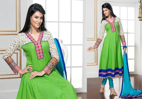 Bollywood Anarkali Salwar Suit, Color : Green