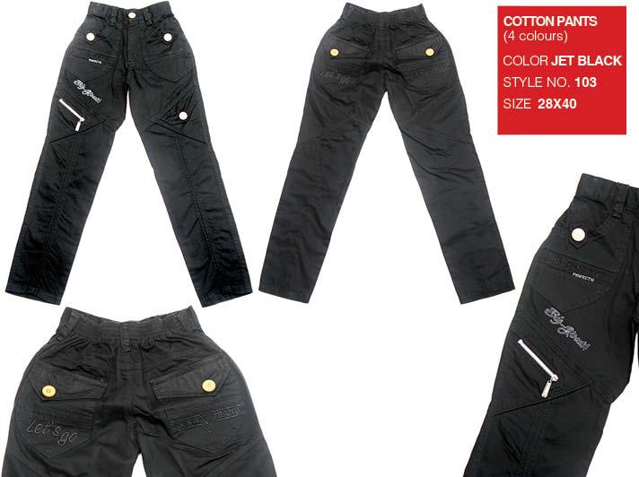 Boys Chain Jet Black Cotton Pants