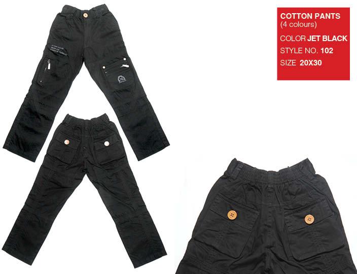 Boys Jet Black Cotton Pants