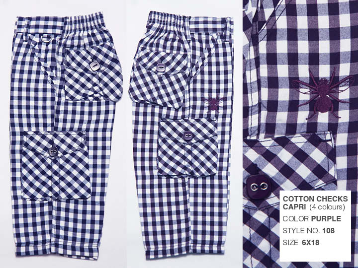 Deep Purple Cotton Checks Capri