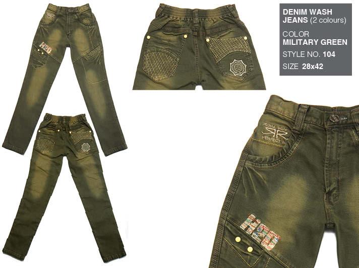 Military Green Wash Jeans