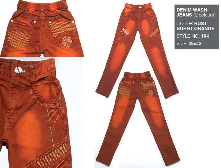Rust Burnt Orange Wash Jeans