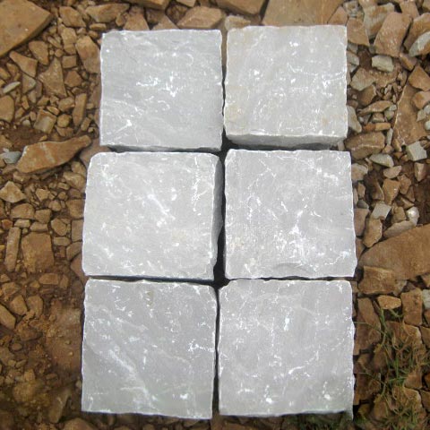 Square Non Polished Grey Sandstone Cobbles, for Making Way, Form : Cut-to-Size
