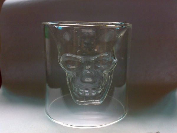 Glass Skull, Shotglass, Two Piece Glass