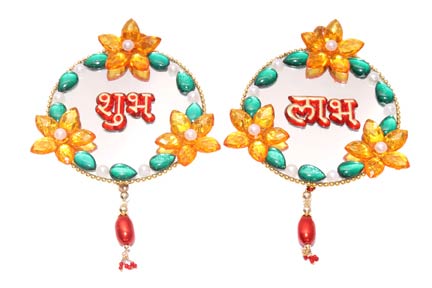 Subh Labh Triple Flowers with Green Drops