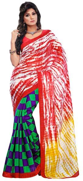 Charming Multi Colored Printed Art Silk Saree