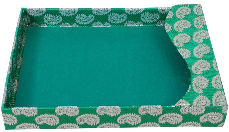Satin Rectangular Shaped Decorative Tray, Color : Green