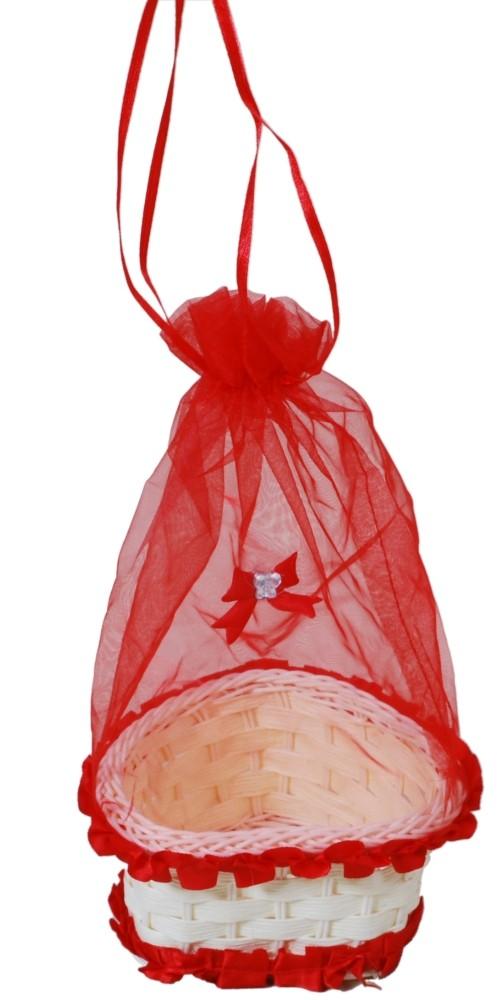 Net & Plastic Heart Shaped Basket, Color : Red