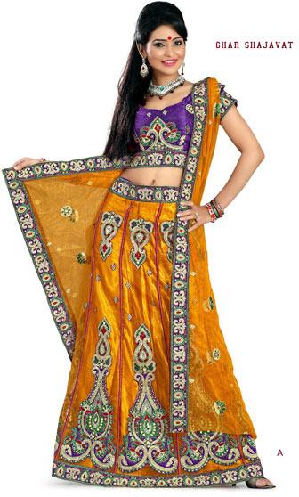 Net Satin Faux Georgette Lehenga Choli, Color : yellow