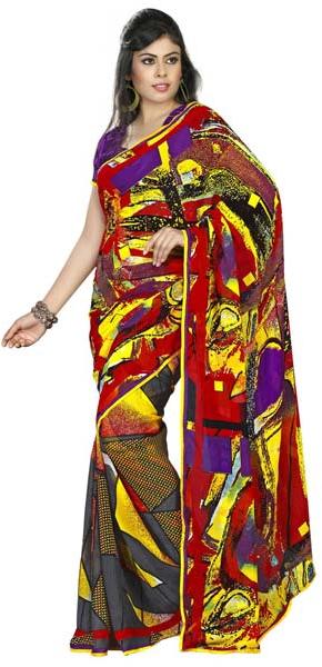 Picturesque Printed Casual Wear Faux Georgette Saree 4011b