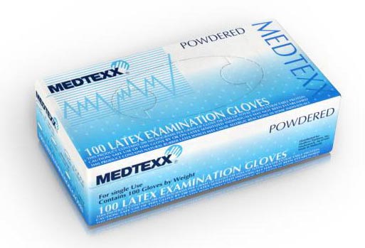Medtexx Latex Medical Exam Pre Powdered Gloves