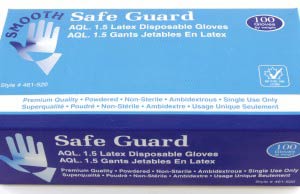 Safeguard Latex Examination Glove Powder Free Gloves