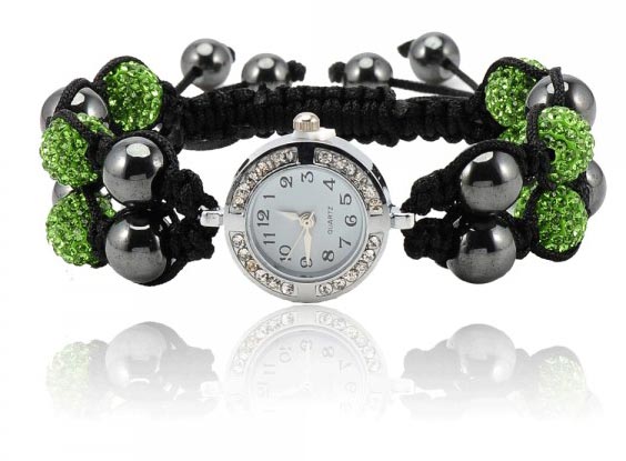 Crystal Double Green Balls Watch