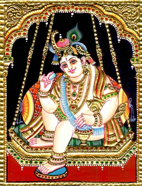 Krishna Tanjore Paintings at best price in Chennai Tamil Nadu from Kani  Arts Gallery | ID:602553