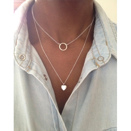 Sterling Silver 2 Layer Necklace Eternity