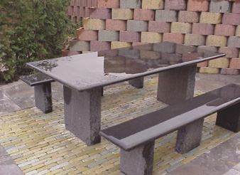 Lime Black Table/Bench Set( Limestone)