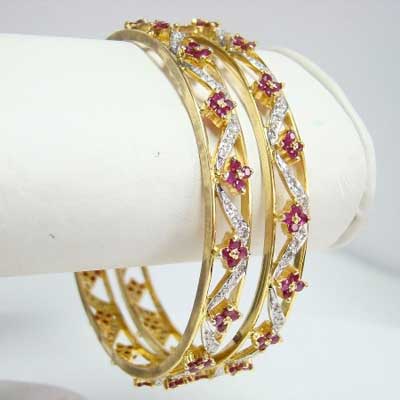 Diamond Studded Gold Bangles