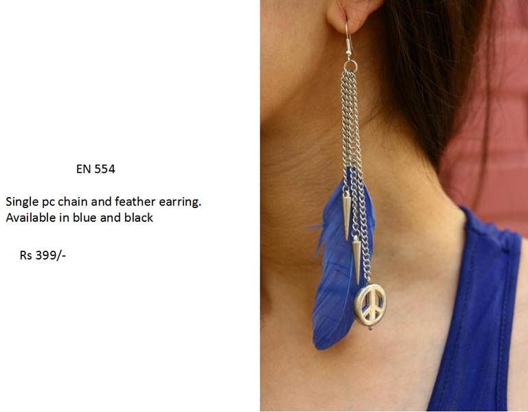 Buy Single Peacock Feather Earring Silver Bull Skull Earring Online in  India  Etsy