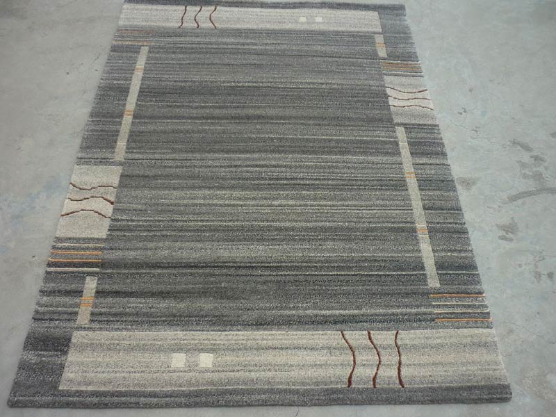 Hand Knotted Woollen Carpet - 7/18 Natural Grey