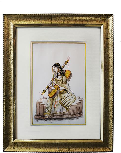 Ragini with Tamboora Handpainted Paper Wall Frame
