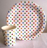 multi coloured paper plates