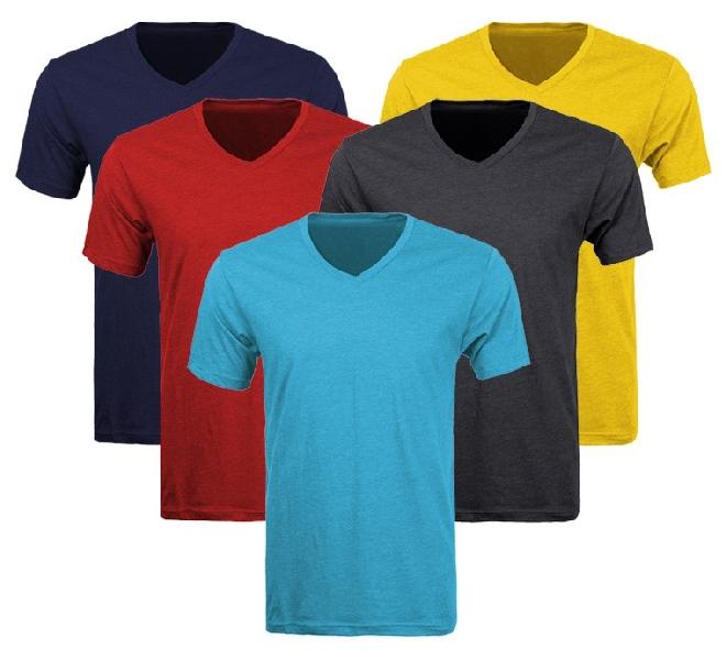 Cotton Plain Mens V-Neck T-Shirts, Technics : Attractive Pattern