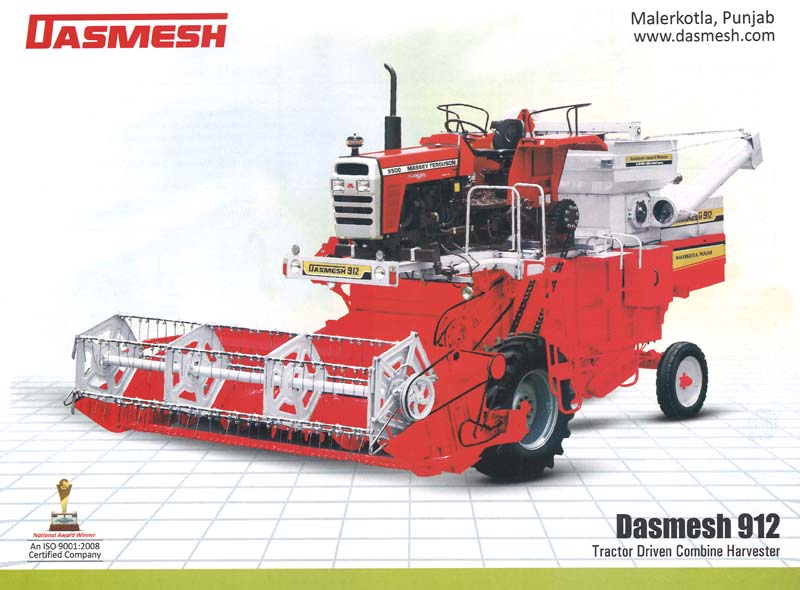 Dasmesh (912) Tractor Driven Combine Harvester, Fuel Type : Diesel