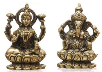 Brass Laxmi Ganesh Statue