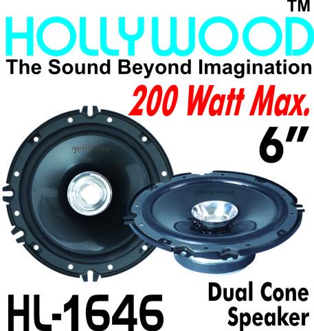 HOLLYWOOD Car Speaker 1646, Color : black