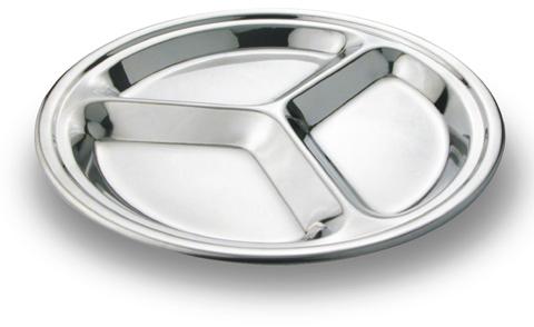 Semi Oval 3 Compartment Tray, Color : Silver