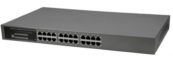24 Port 802.3af Fe Switch With 16 Poe Ports