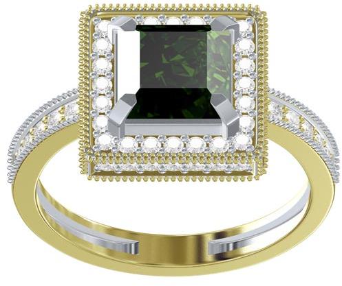Green Princess Gemstone Stud CZ Diamond Stud Sterling silver ring