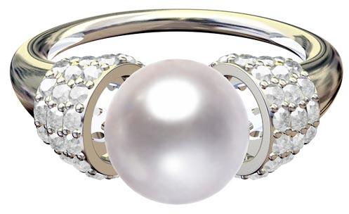 Pearl Set and Cz Diamond Stud Good Looking Diamond Ring for Her