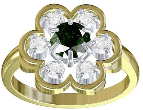 Shish Jewels Green Round Stud Gemstone Sterling silver ring for Her