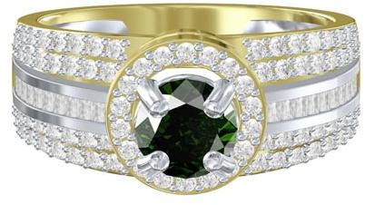 Shish Jewels Round Green Gemstone set Sterling silver ring for women