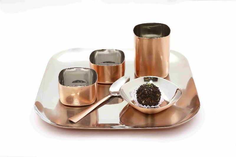 Square Dinner Thali Set (Copper Plated )