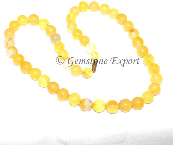 Yellow Onyx Round Beads Necklace