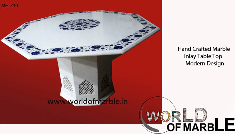 Marble Inlay Table Top with Marble Stand