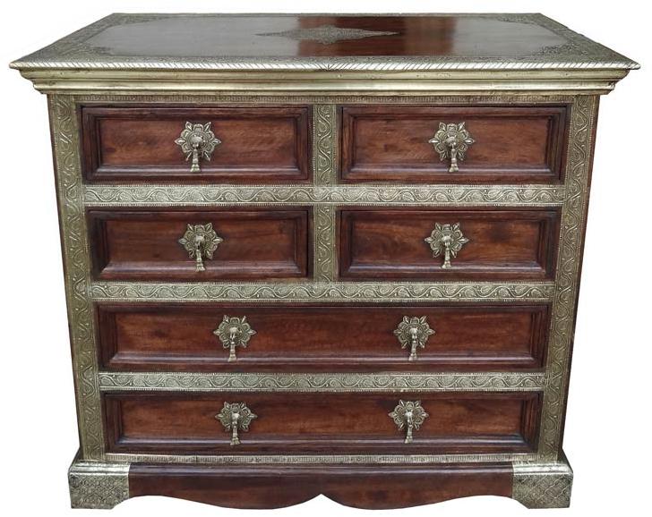 Wooden Brass Fitted Chest Drawer
